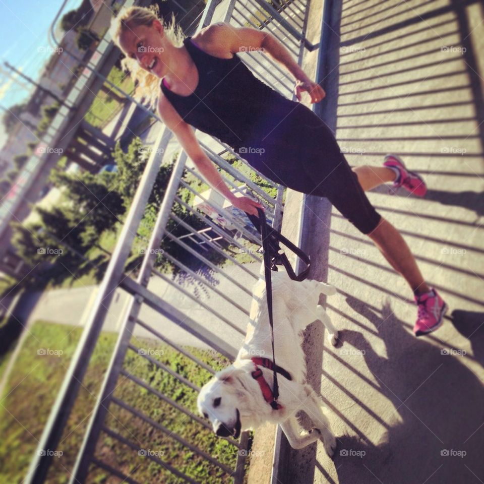 Running with Golden retriever