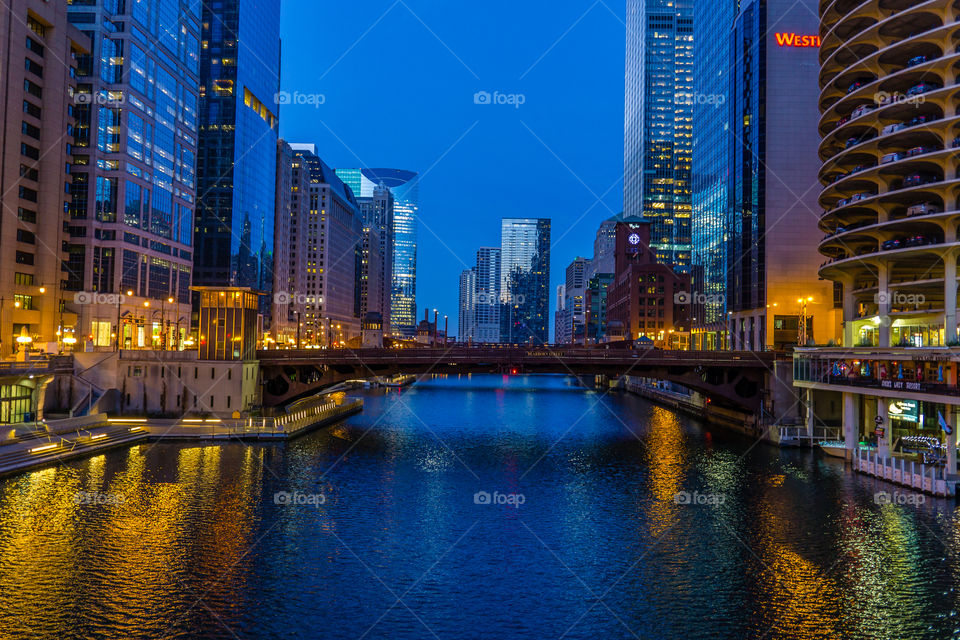 Chicago river dawn