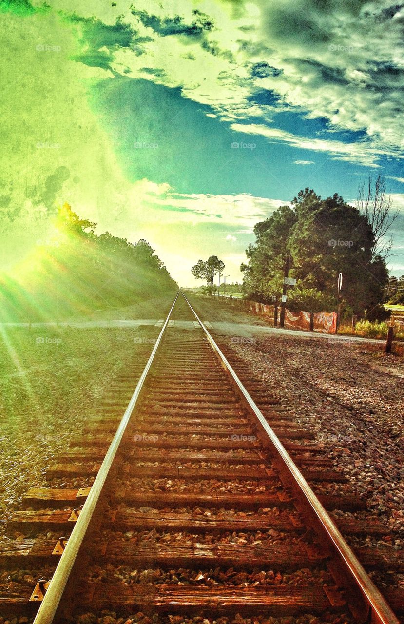 Train Tracking. Image of a train track on a sunny day. 