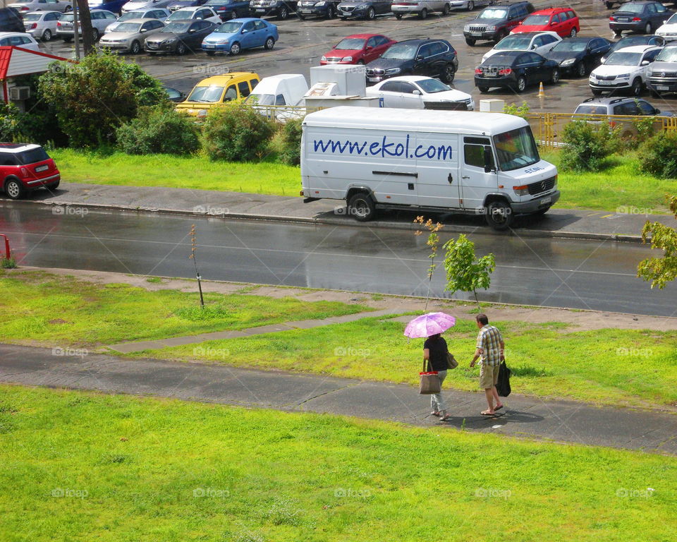 summer rain in the city of Kiev