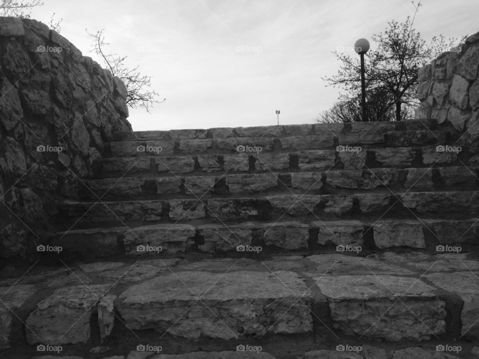Stairs front view black and white at park in Amman city 
12/3/2016