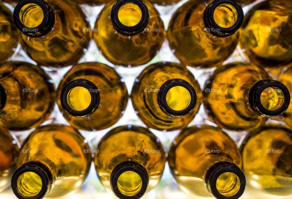 Full frame of wine bottles