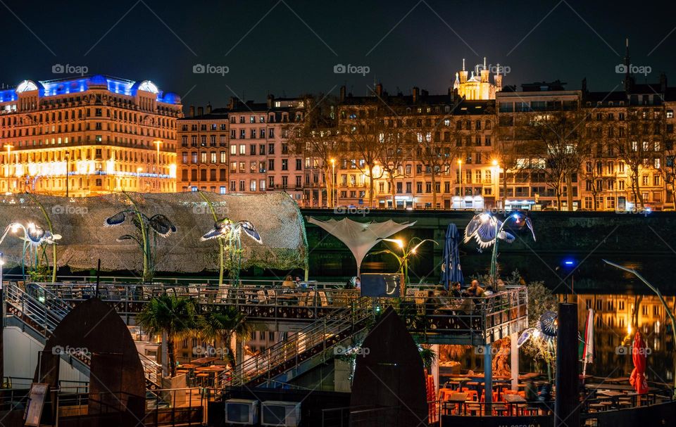Lyon at night