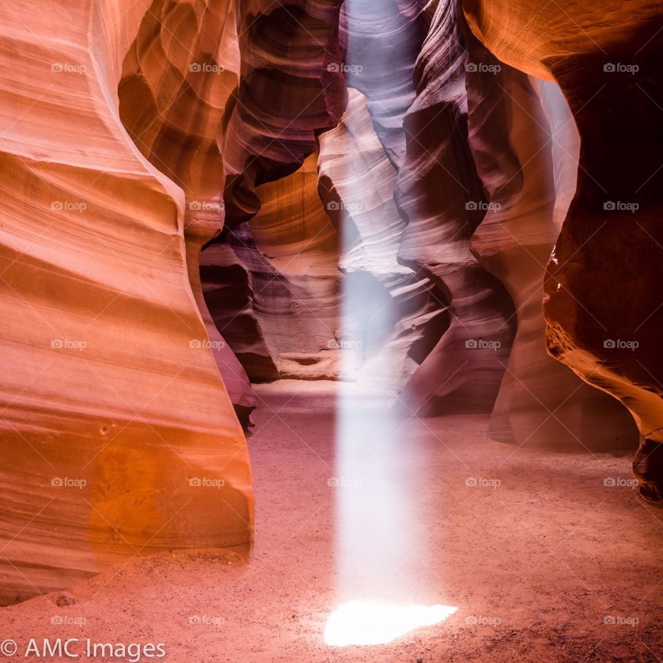 Ray of light through slot at Antelope Canyon in Arizona