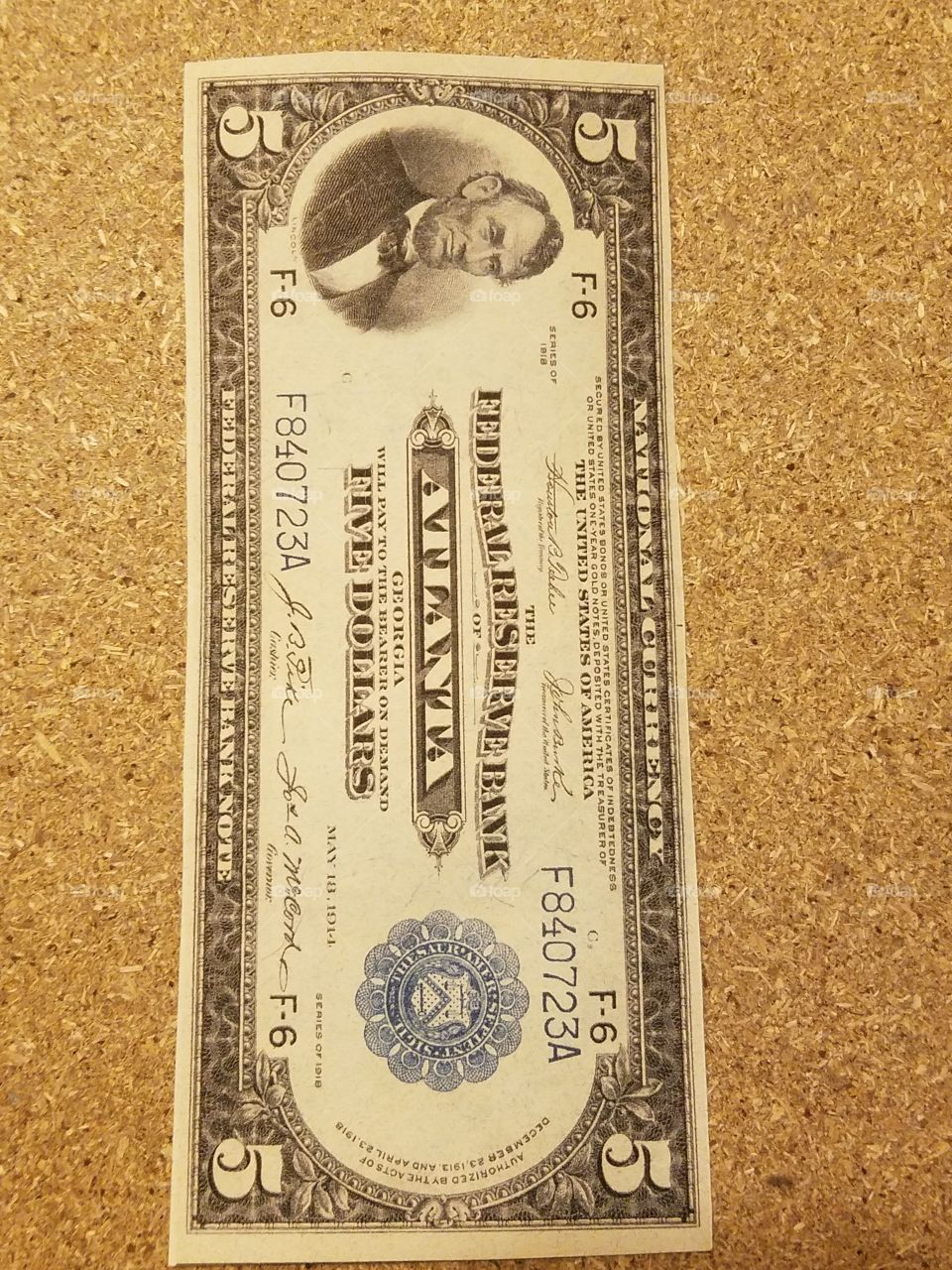 1918 $5 Federal Reserve Bank Note. Atlanta.
 One of the most important Five Dollar Federal Reserve Bank Notes in this stunning collection and it represents the single finest certified by both major services by a good margin