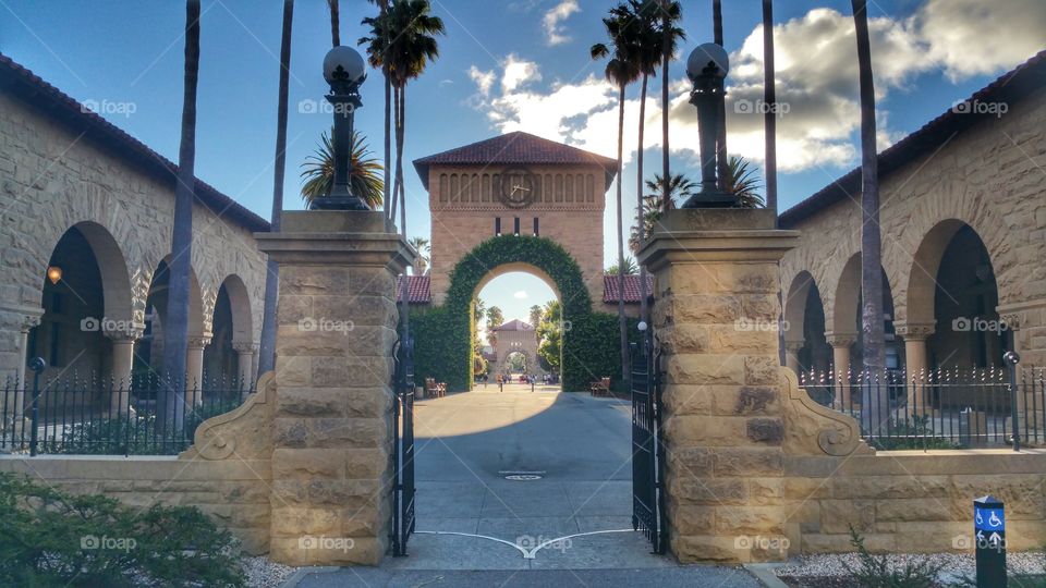 Stanford University Gate. The gateway into Stanford