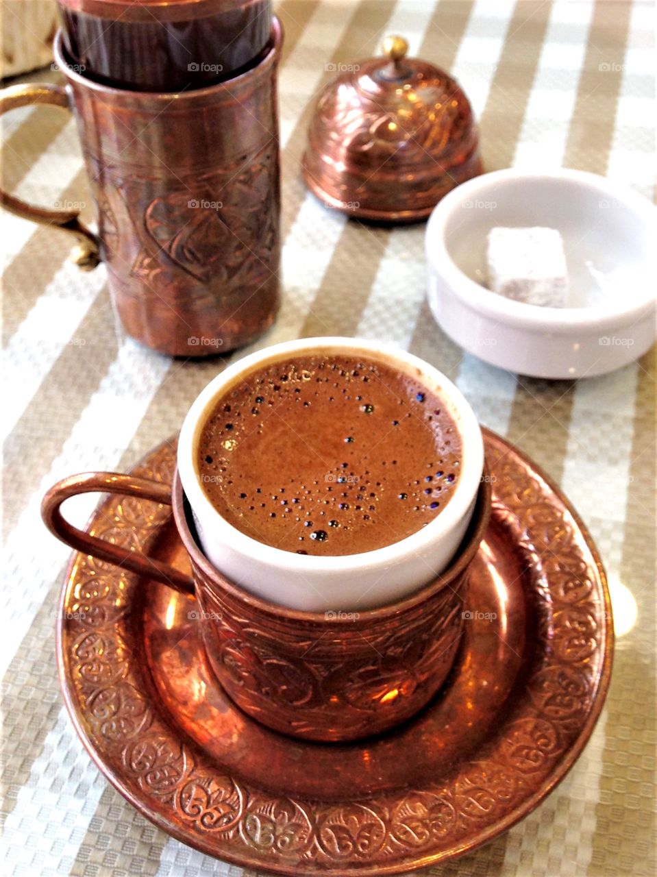 A delicious cup of strong Turkish coffee for breakfast in Istanbul 