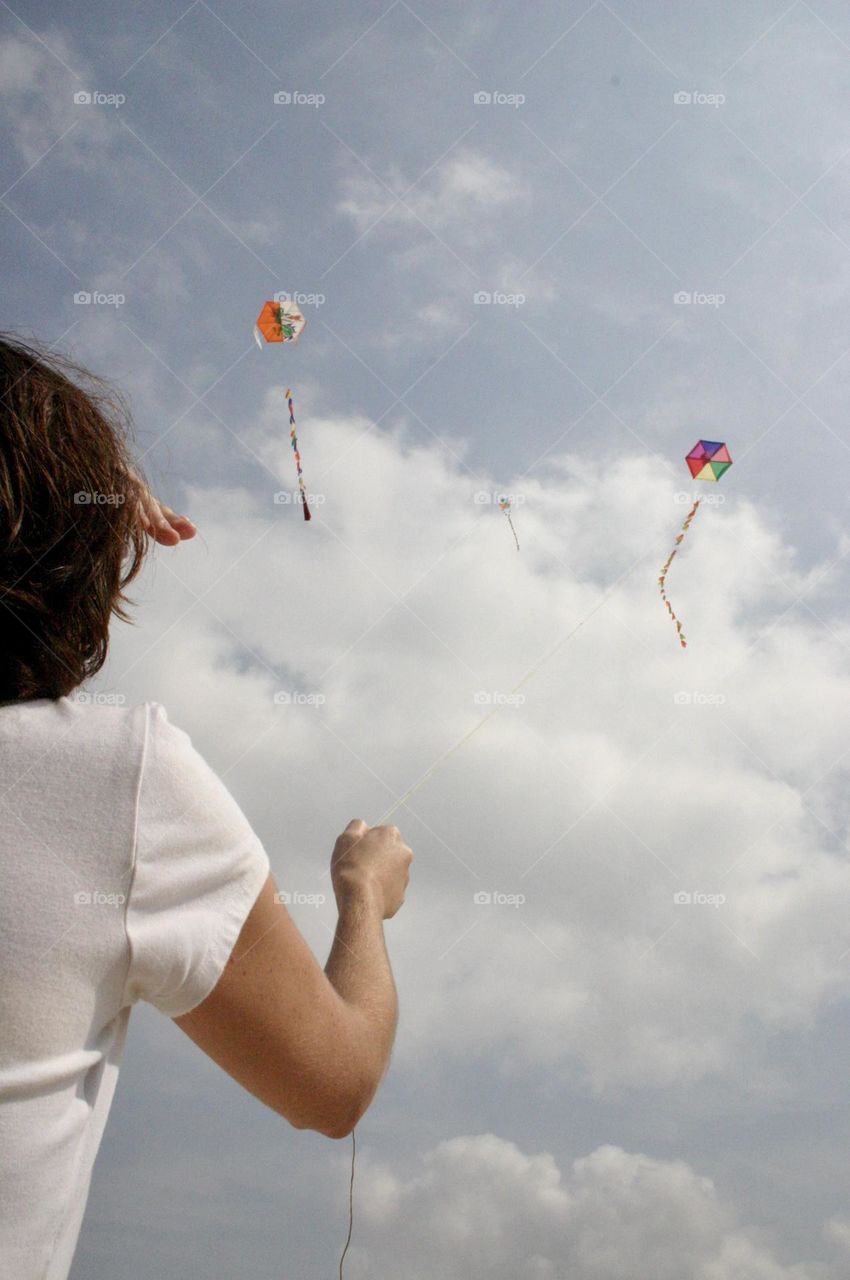 Woman flying kite 