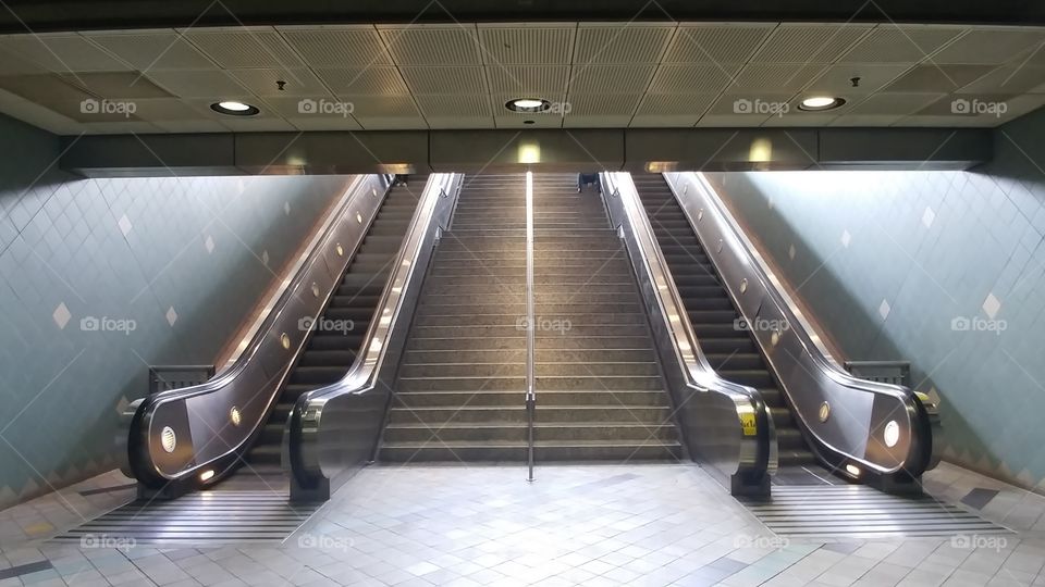 exit stairs from subway in city