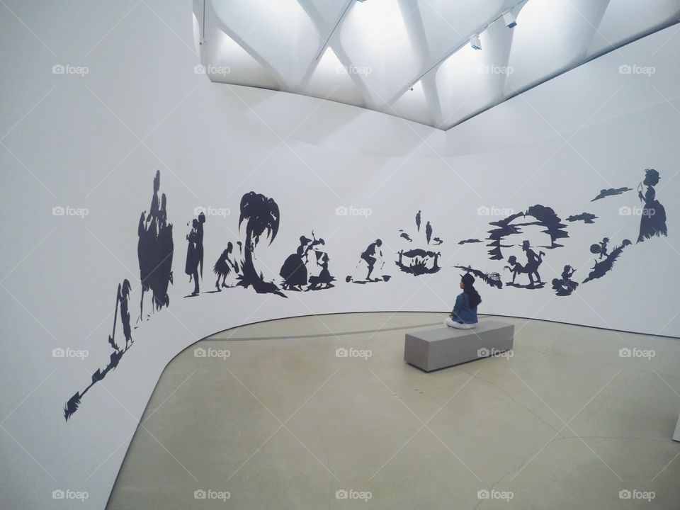 Kara Walker’s “AFRICAN’T”  artwork displayed at The Broad museum in Los Angeles. 