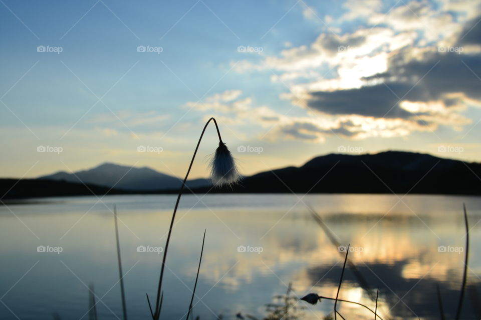 Dramatic sky reflecting in lake