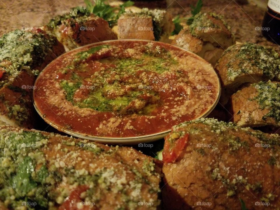 Chicken Parmesan garlic bread.