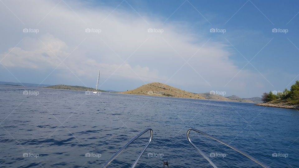 Beautiful blue sky over Kornati islands with a christal blue sea
