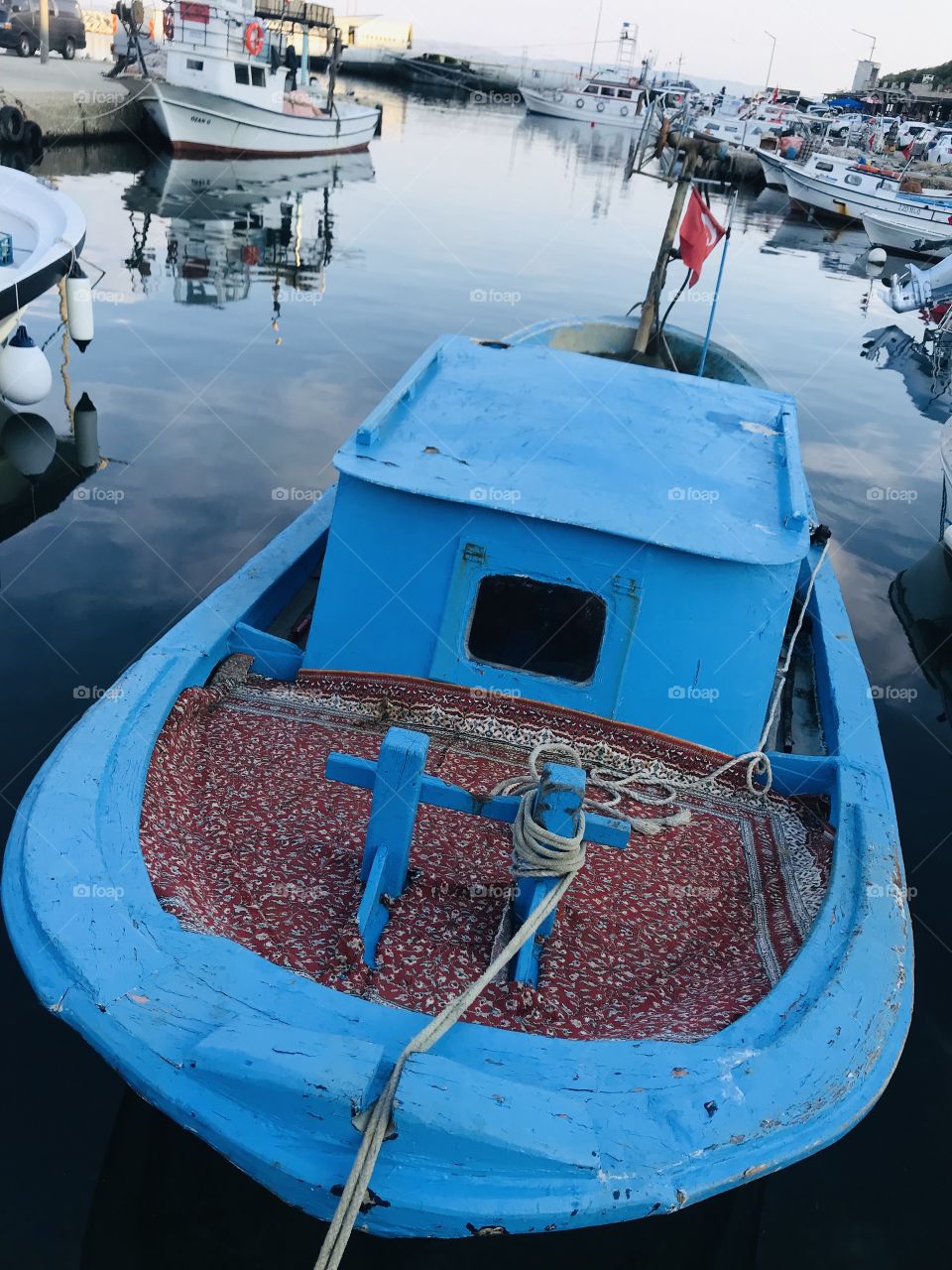 Boats in small seaside Town