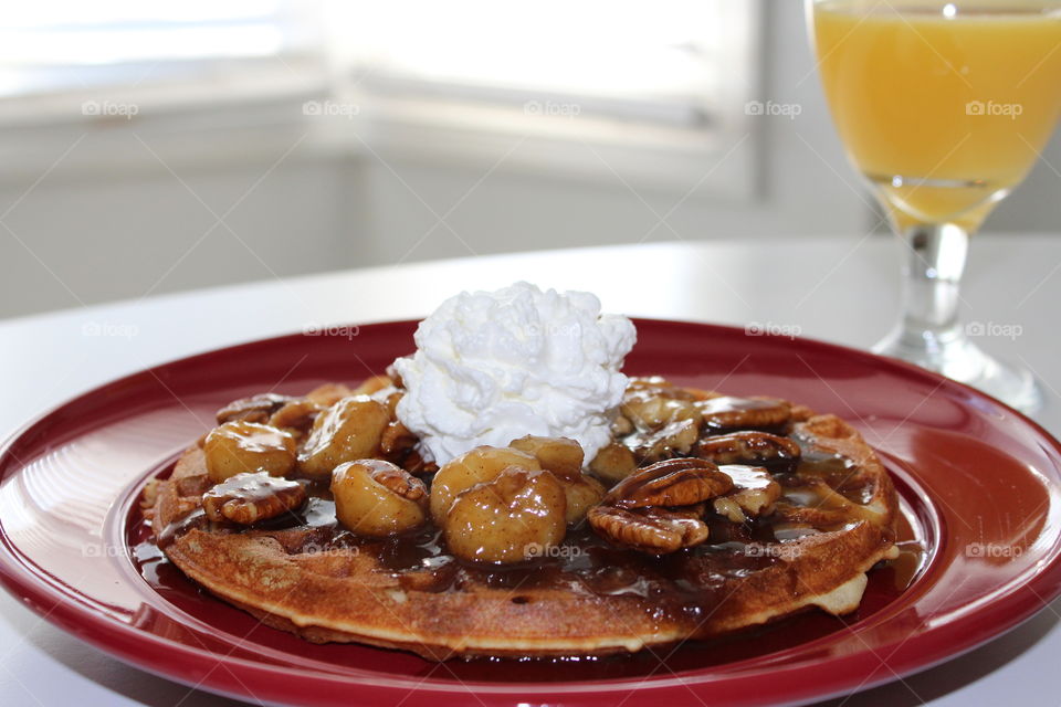 Bananas Foster Waffles 