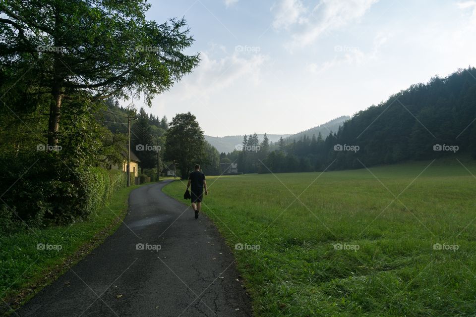 man walking in the nature