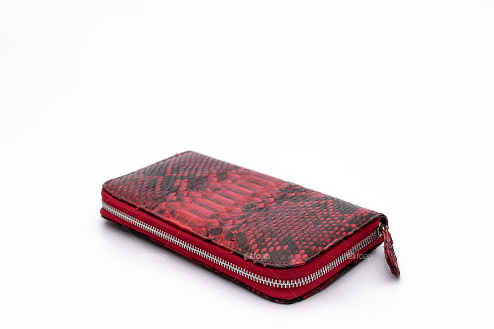 Python leather wallet.  Handwork.