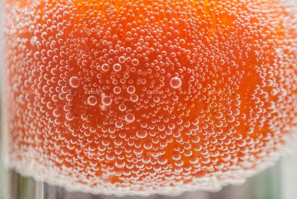 close-up of orange bubbles