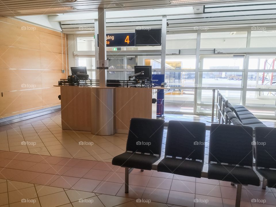 Flight gate at Malmö Airport in Malmö Sweden.