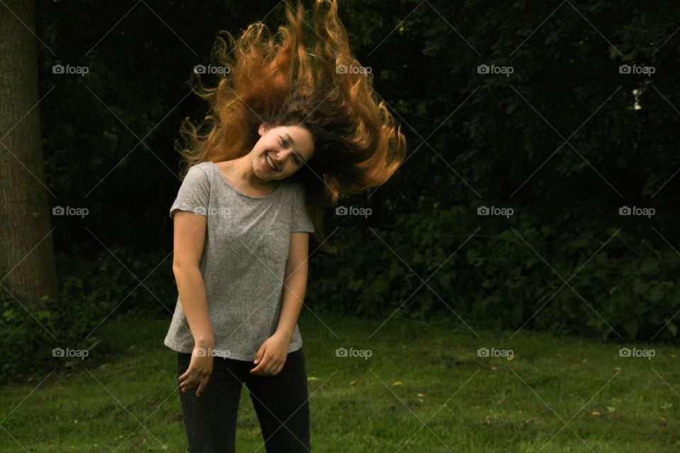 Teenage girl playing with speed and shutter time