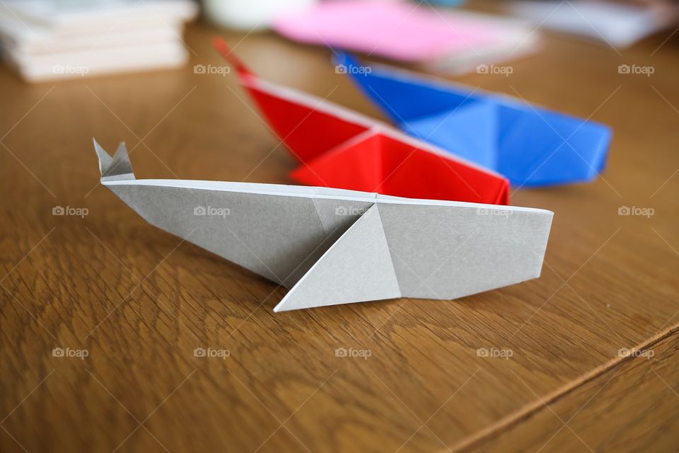 Origami whales