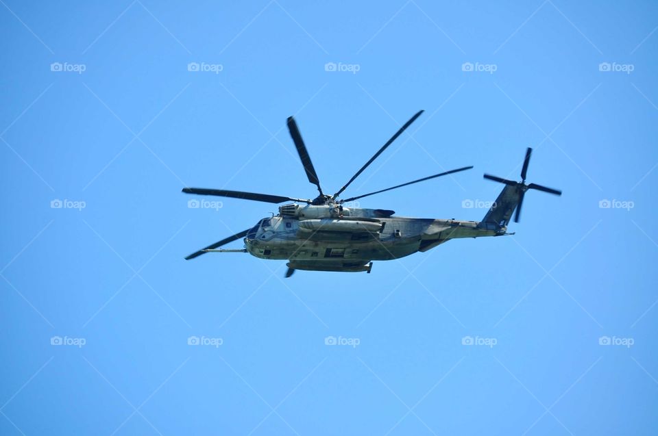 US military helicopter in flight.