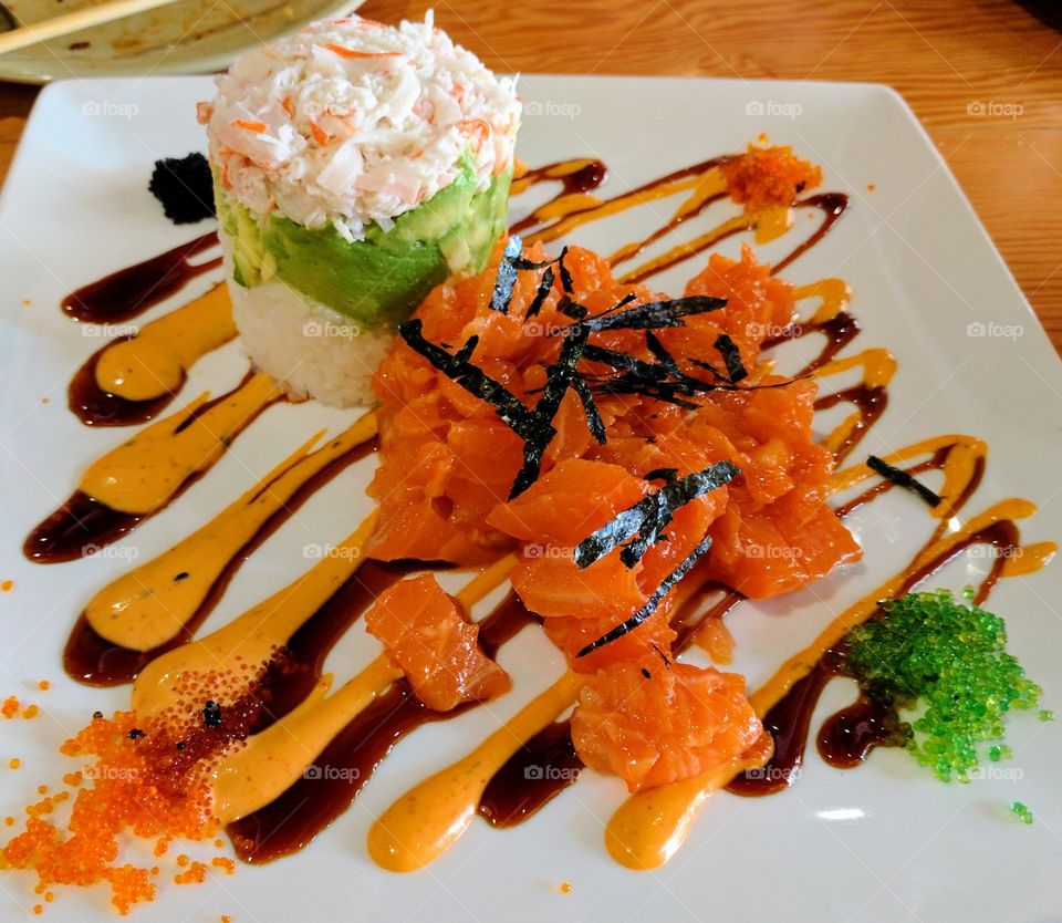 spicy salmon tower
