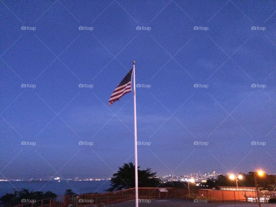 American flag on flag pole