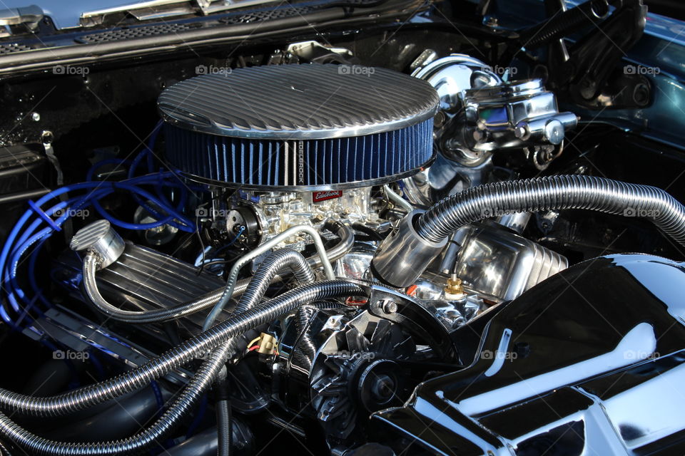 Chrome capped muscle engine