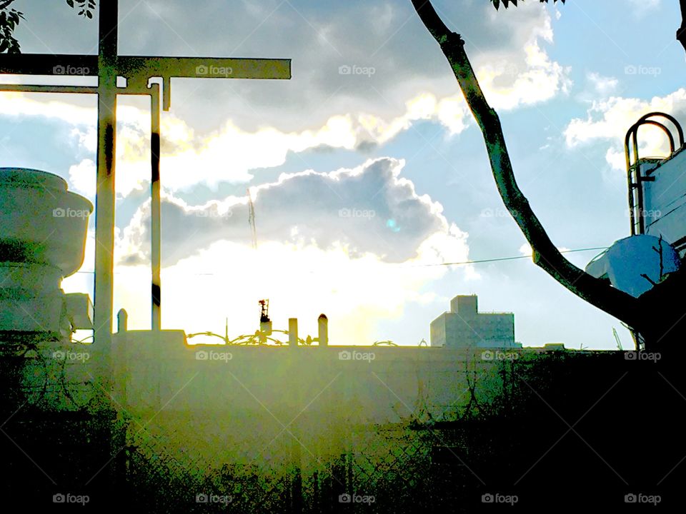 This is a picture of the area near the East River also called Newtown Creek in Long Island City, Queens, New York during the upcoming sunset. It was taken in the Spring of 2019. Hypnotic Productions