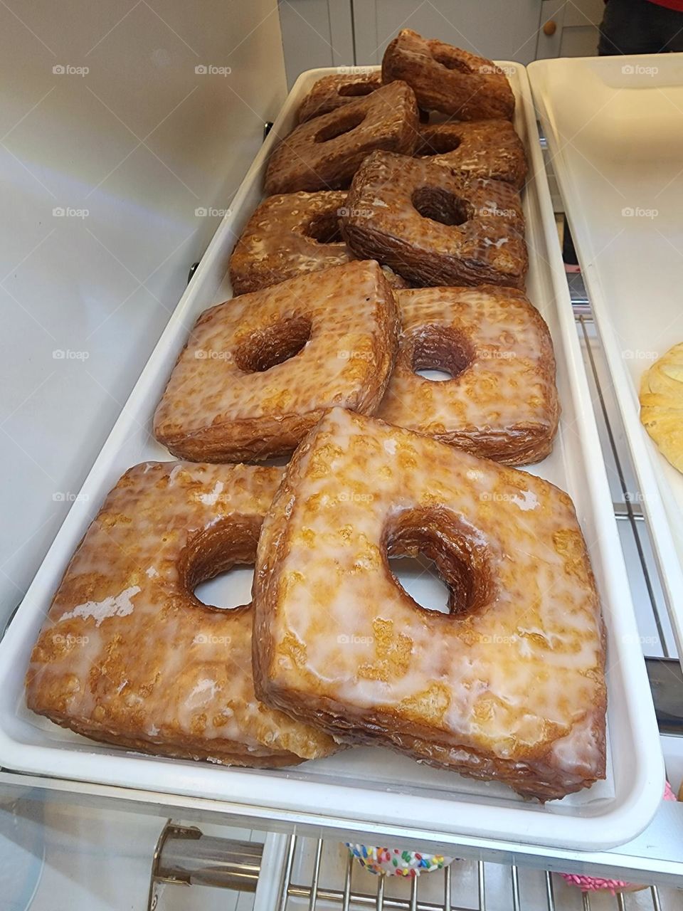 A local favorite decadent sweet called a Cronut, a hybrid croissant and donut mix