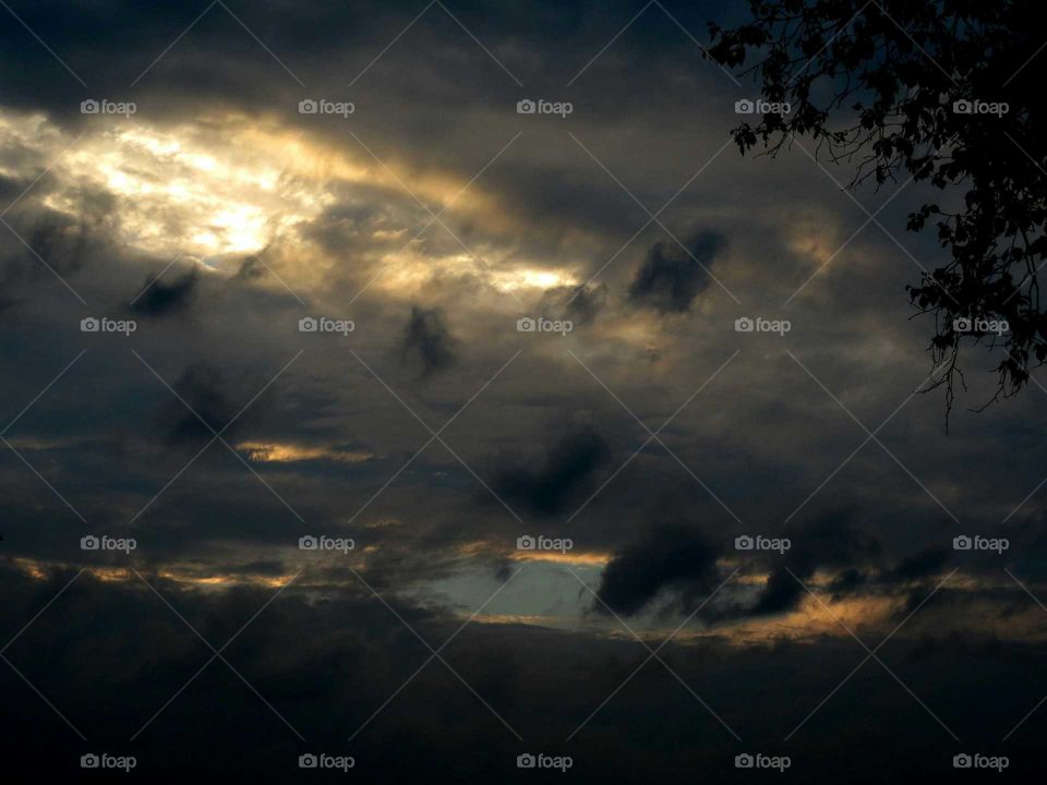 Storm clouds over lake