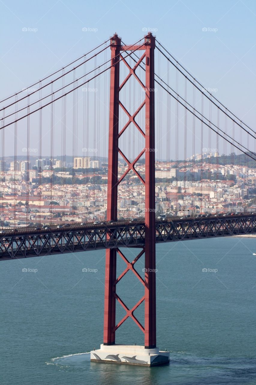 Bridge, pier, river and city 
