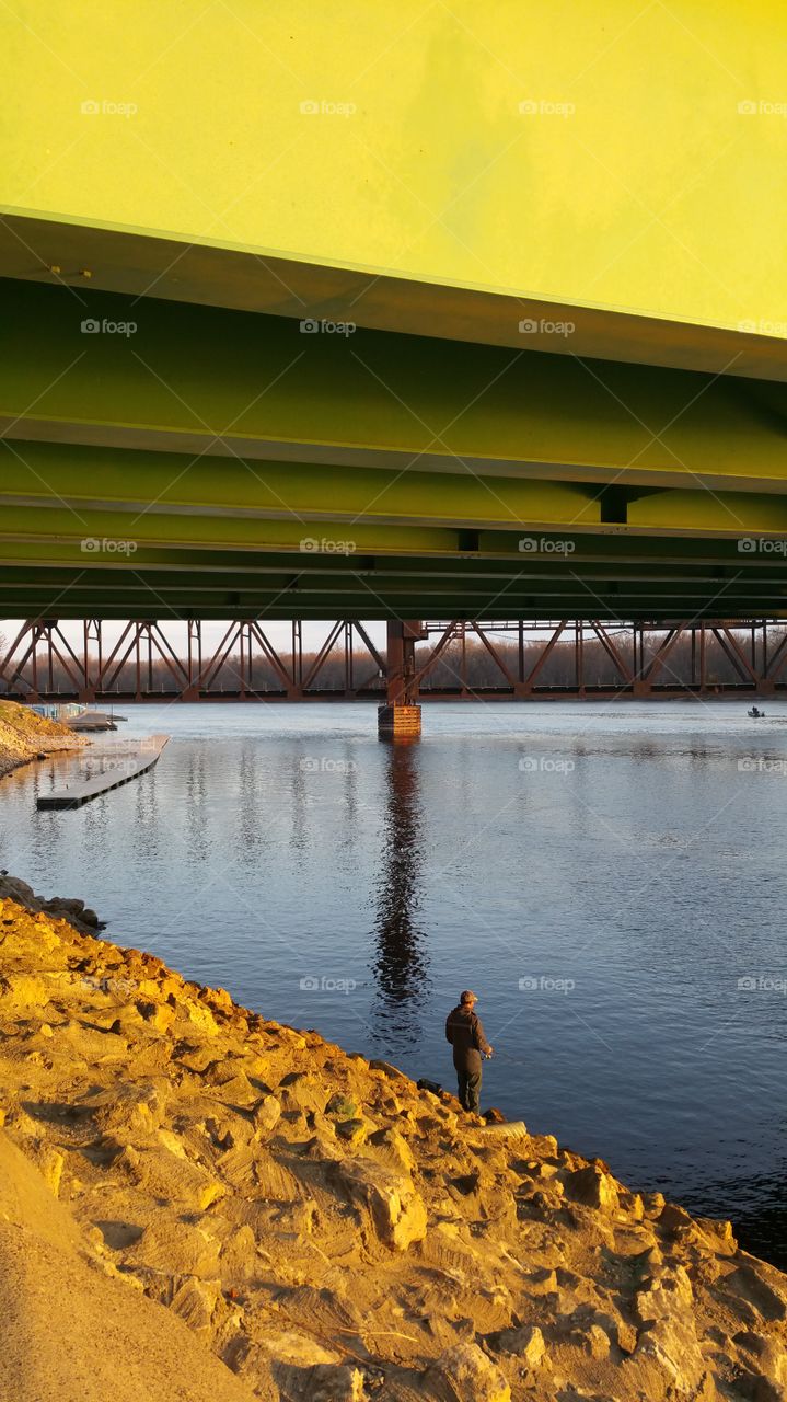 fishing in the evening