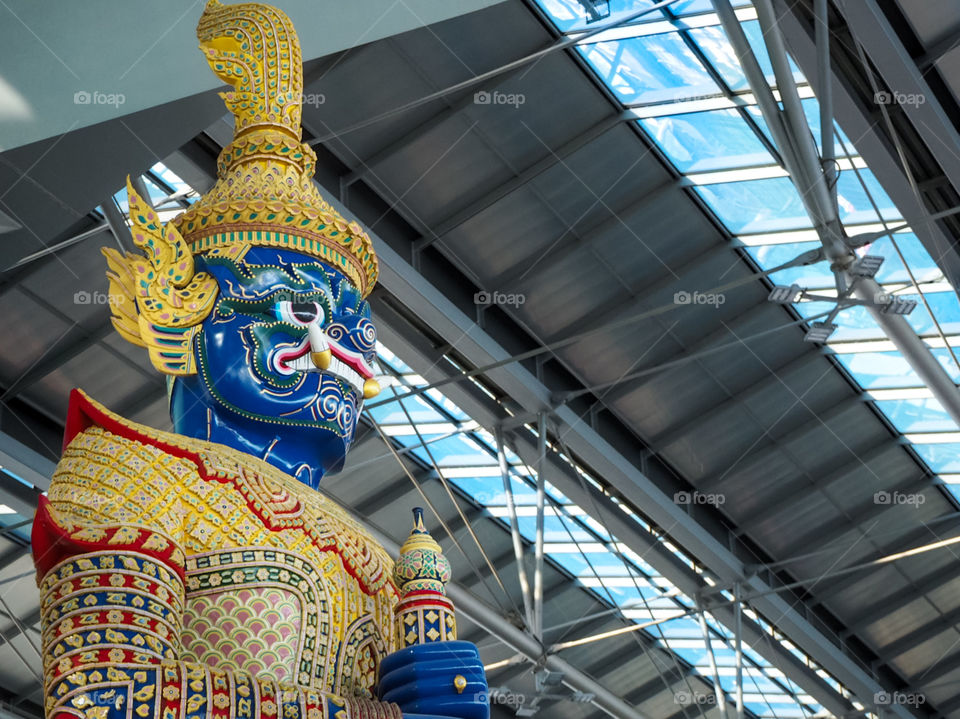 Statue at Suvarnabhumi Airport Bangkok Thailand