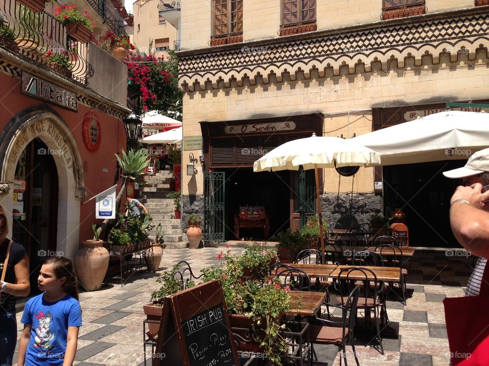 Plaza in Taormina,Sicily. Plaza in Taormina,Sicily