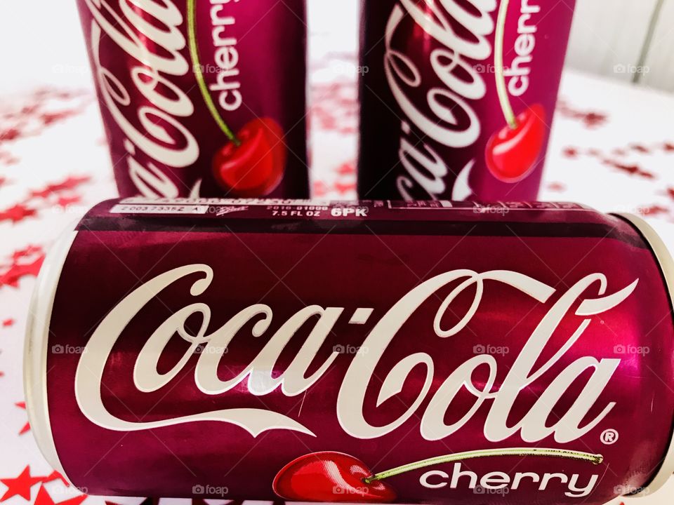 Cherry Coca Cola on a white background 
