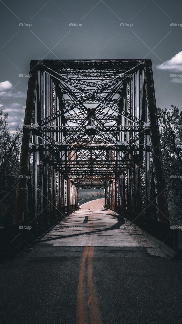 Aesthetic bridge over small river.