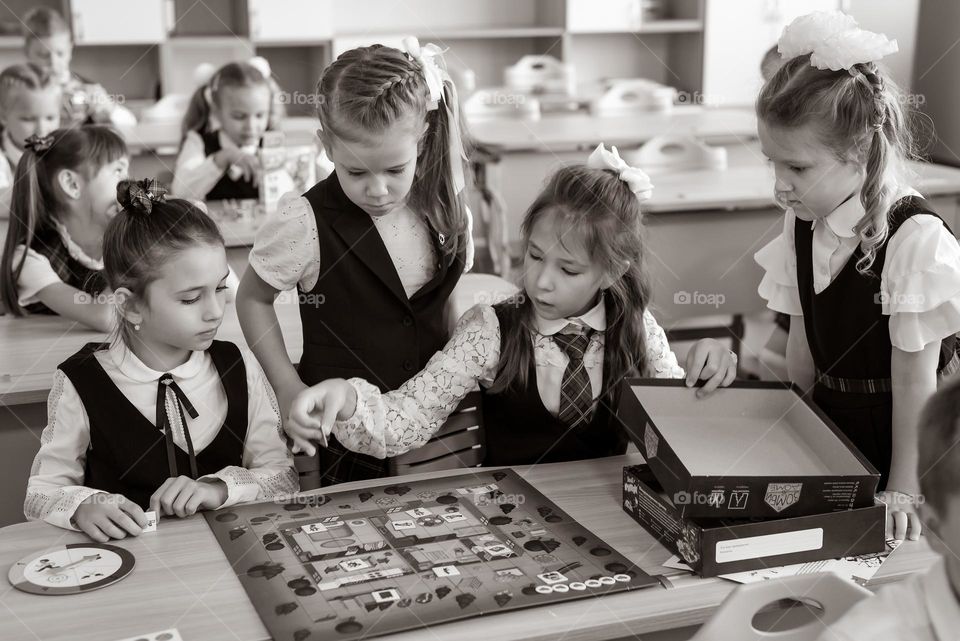 Children playing table game