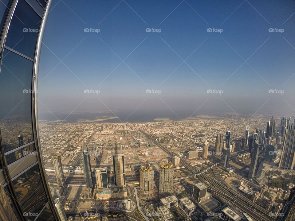 Dubai, UAE from the 124th floor of Burj Khalifa