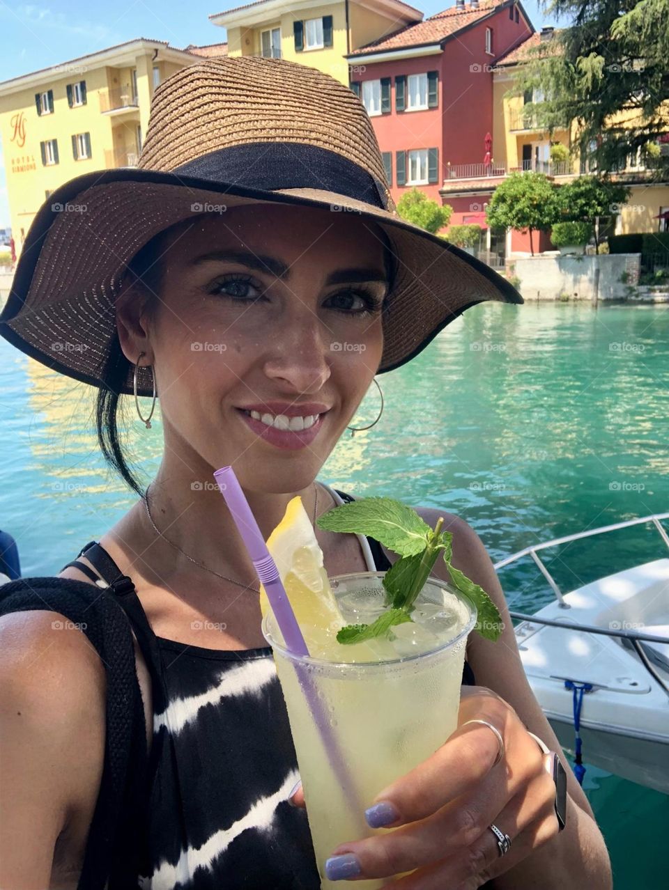 Woman having a drink 