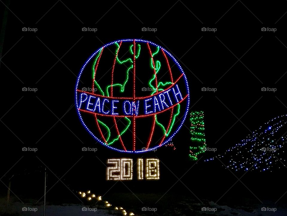 Christmas light display in Ohio 
Peace on earth display 