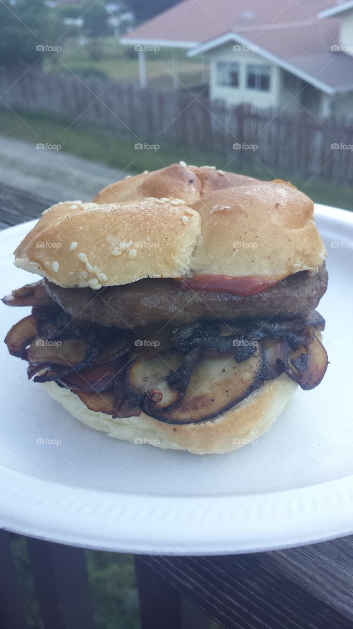 Mushroom and Onion Burger