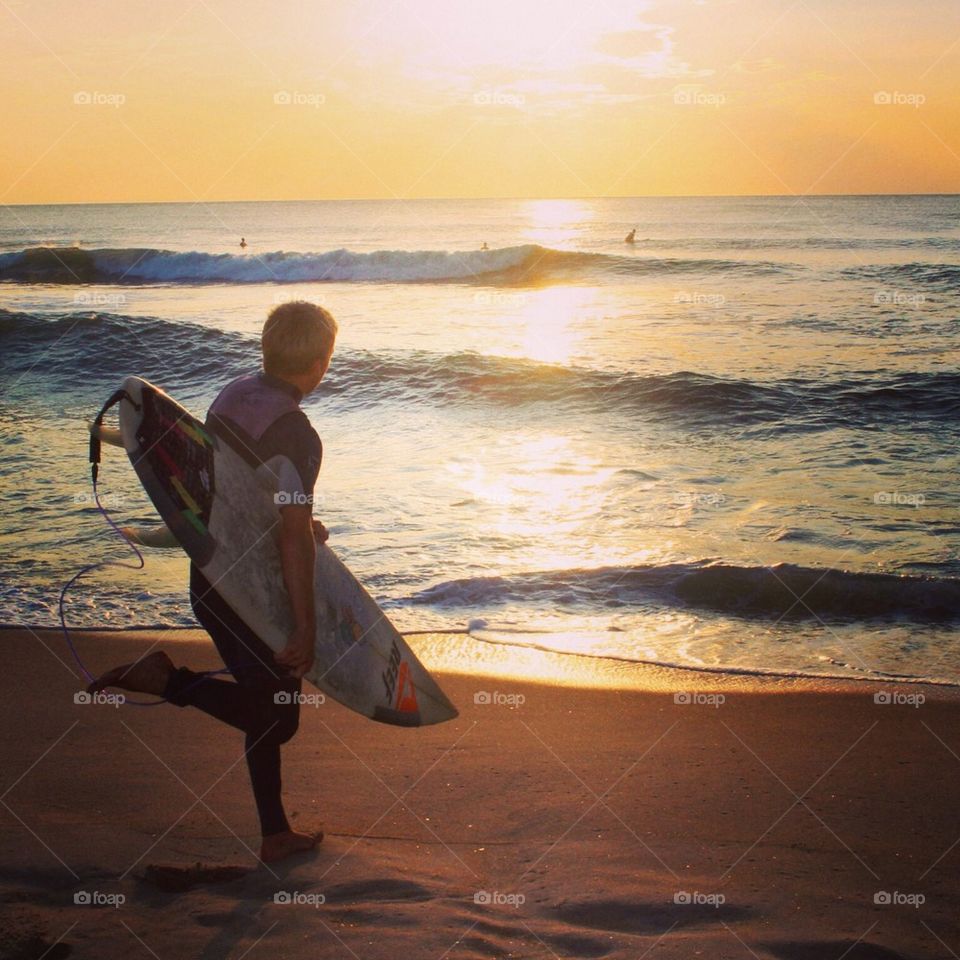 Early morning surfer