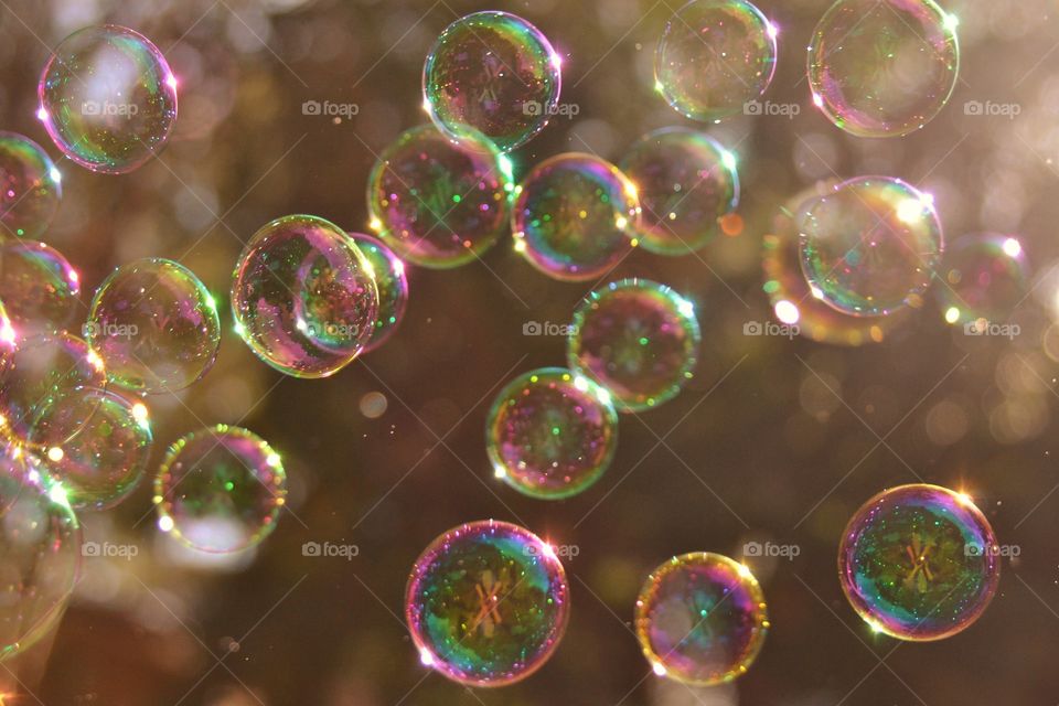 Soap bubbles floating in air