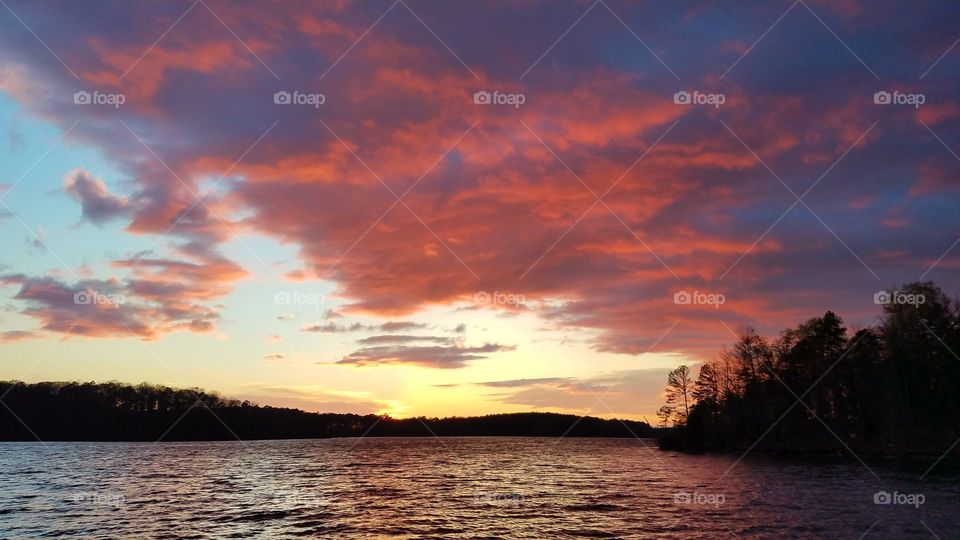 twilight with pink clouds.