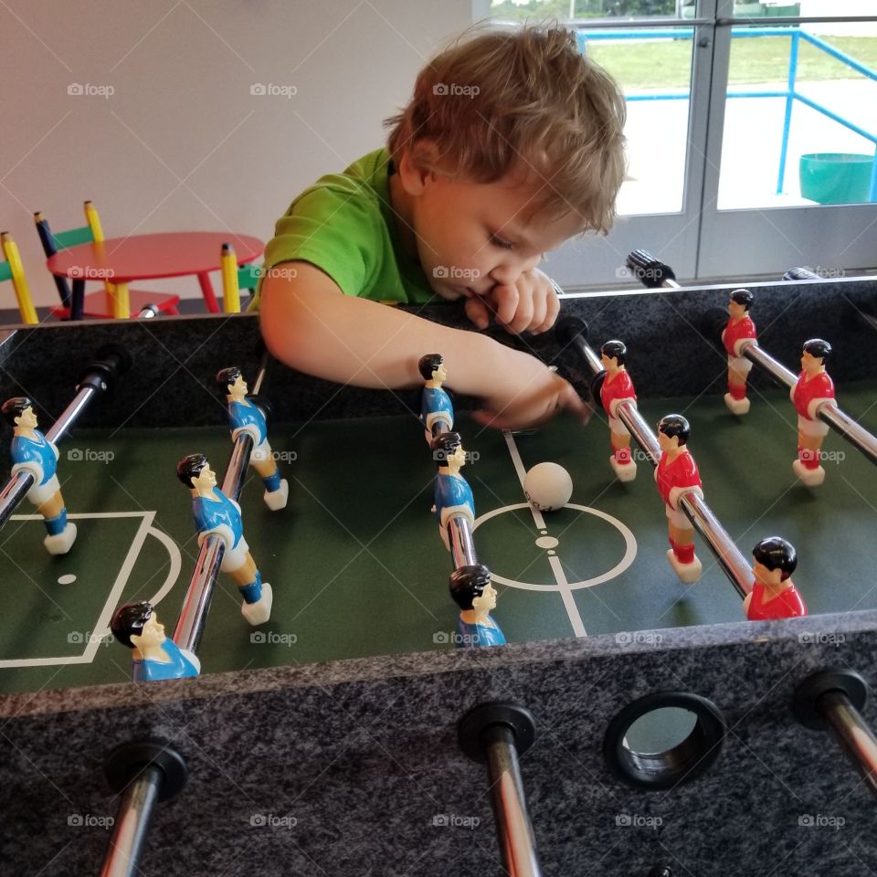 playing fooze ball