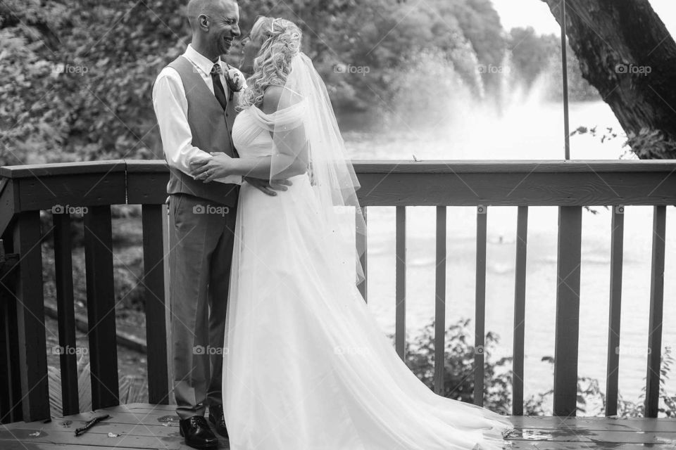 wedding by waterfall
