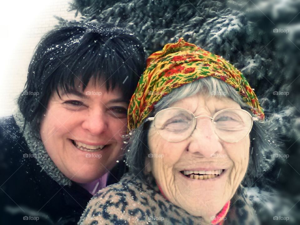 Mom and me. taken during a blizzard