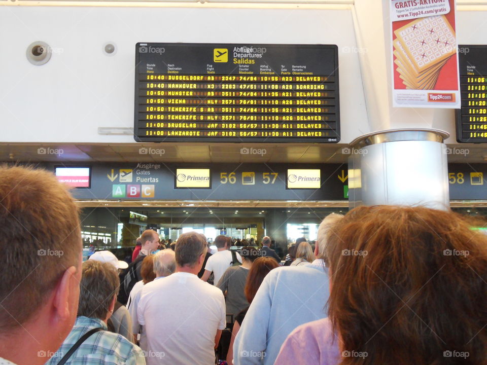 Flights delayed at airport.